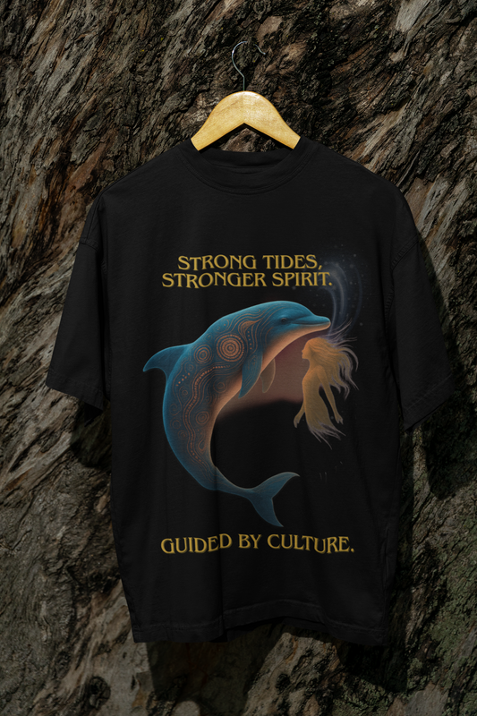 Strong Tides, Stronger Spirit” Aboriginal Dolphin & Spirit T-Shirt