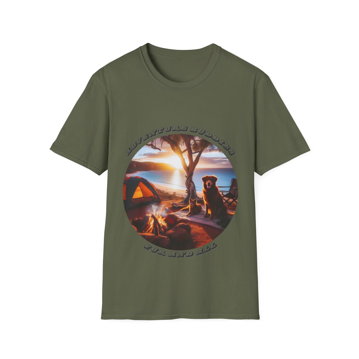 Adventure Buddies, Fur and All – Dog Lover Camping Unisex T-Shirt