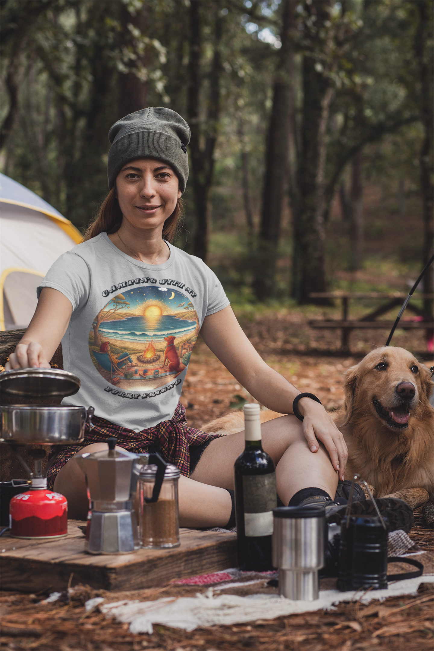 Camping With My Furry Friend – Dog Lover Camping Unisex T-Shirt