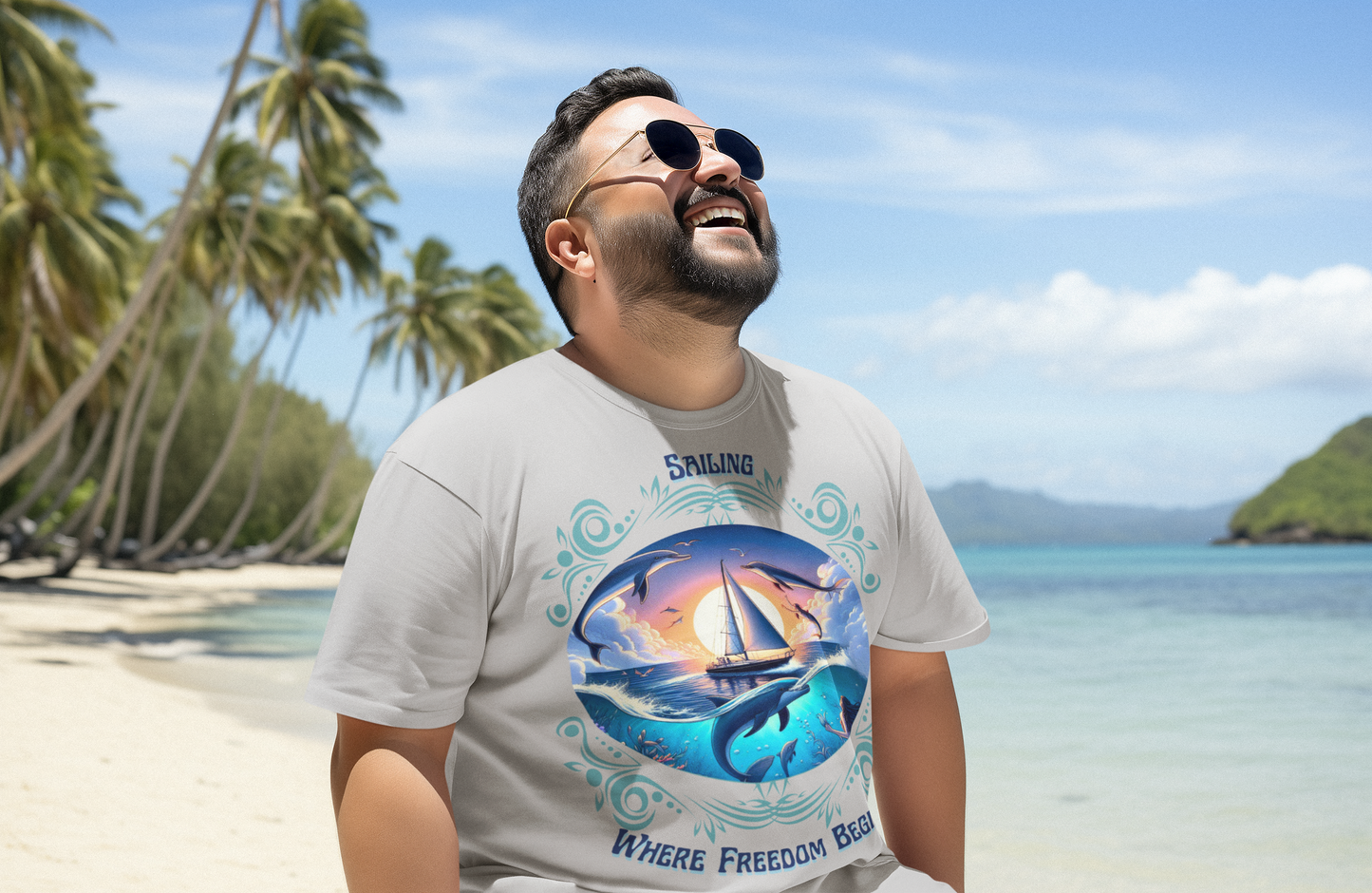 Sailing Where Freedom Begins – Nautical Sailing Unisex T-Shirt