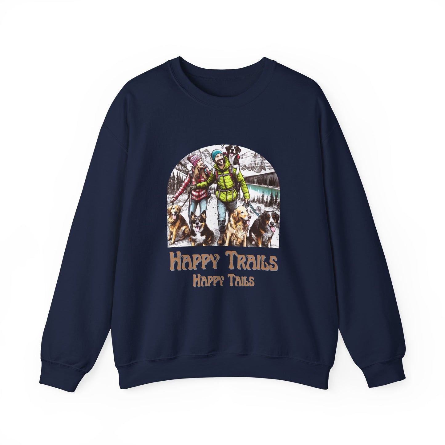 Happy Trails Happy Tails – Hiking Dog Graphic Unisex Sweatshirt