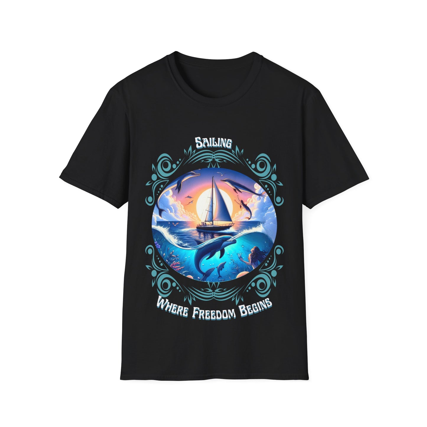 Sailing Where Freedom Begins – Nautical Sailing Unisex T-Shirt