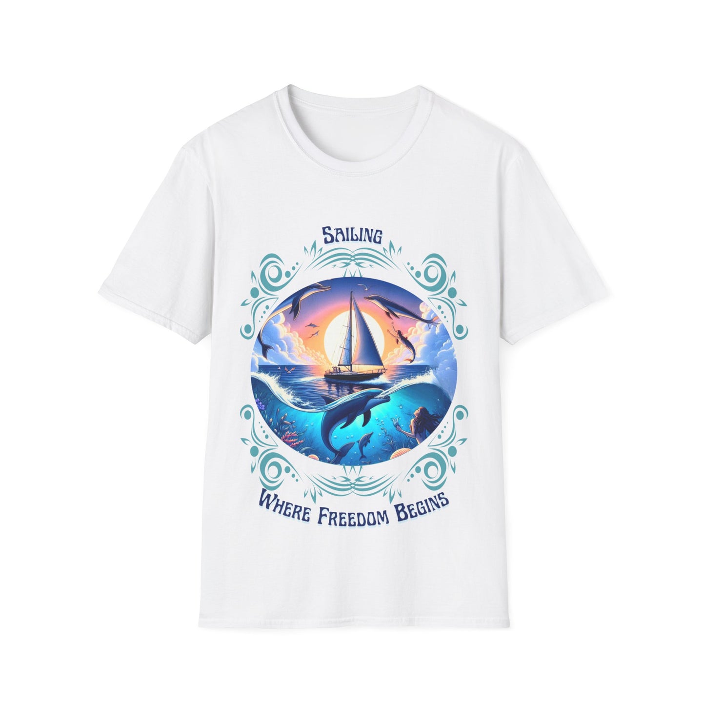 Sailing Where Freedom Begins – Nautical Sailing Unisex T-Shirt