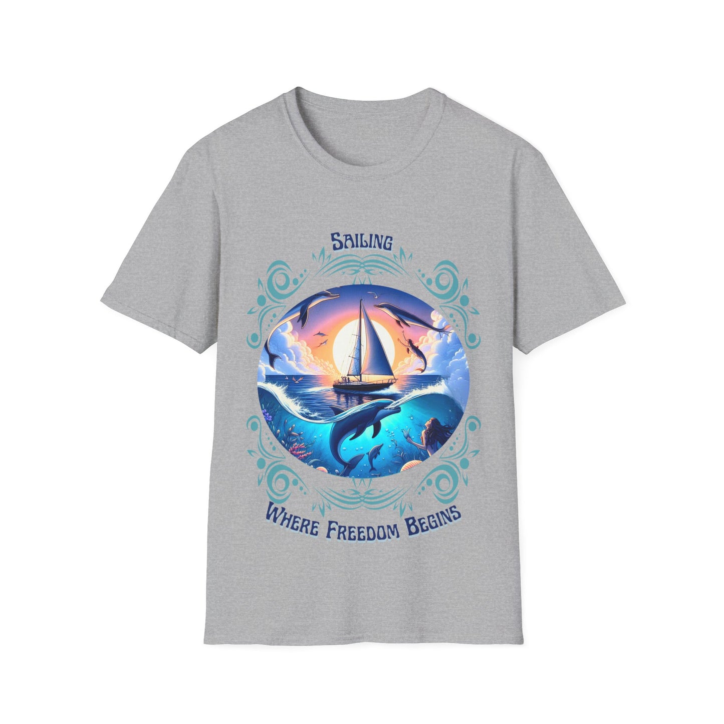 Sailing Where Freedom Begins – Nautical Sailing Unisex T-Shirt