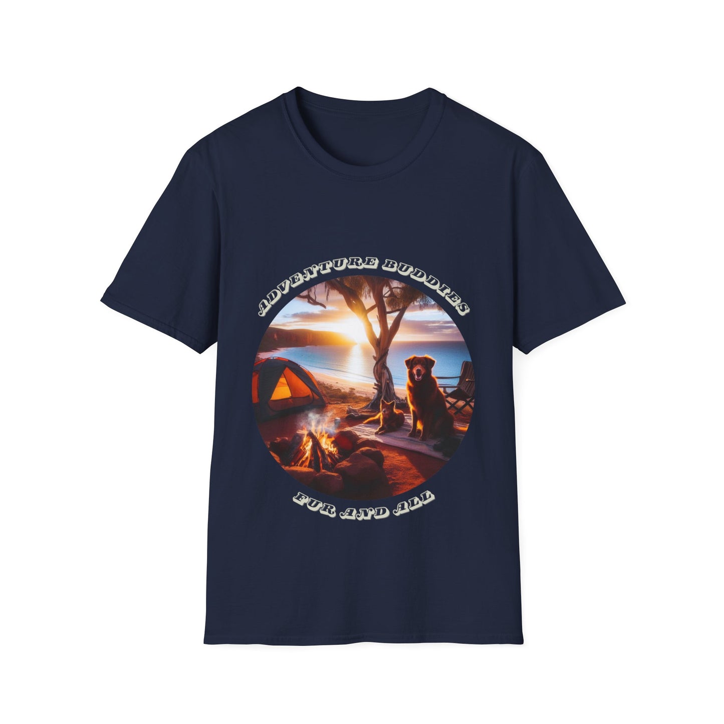 Adventure Buddies, Fur and All – Dog Lover Camping Unisex T-Shirt