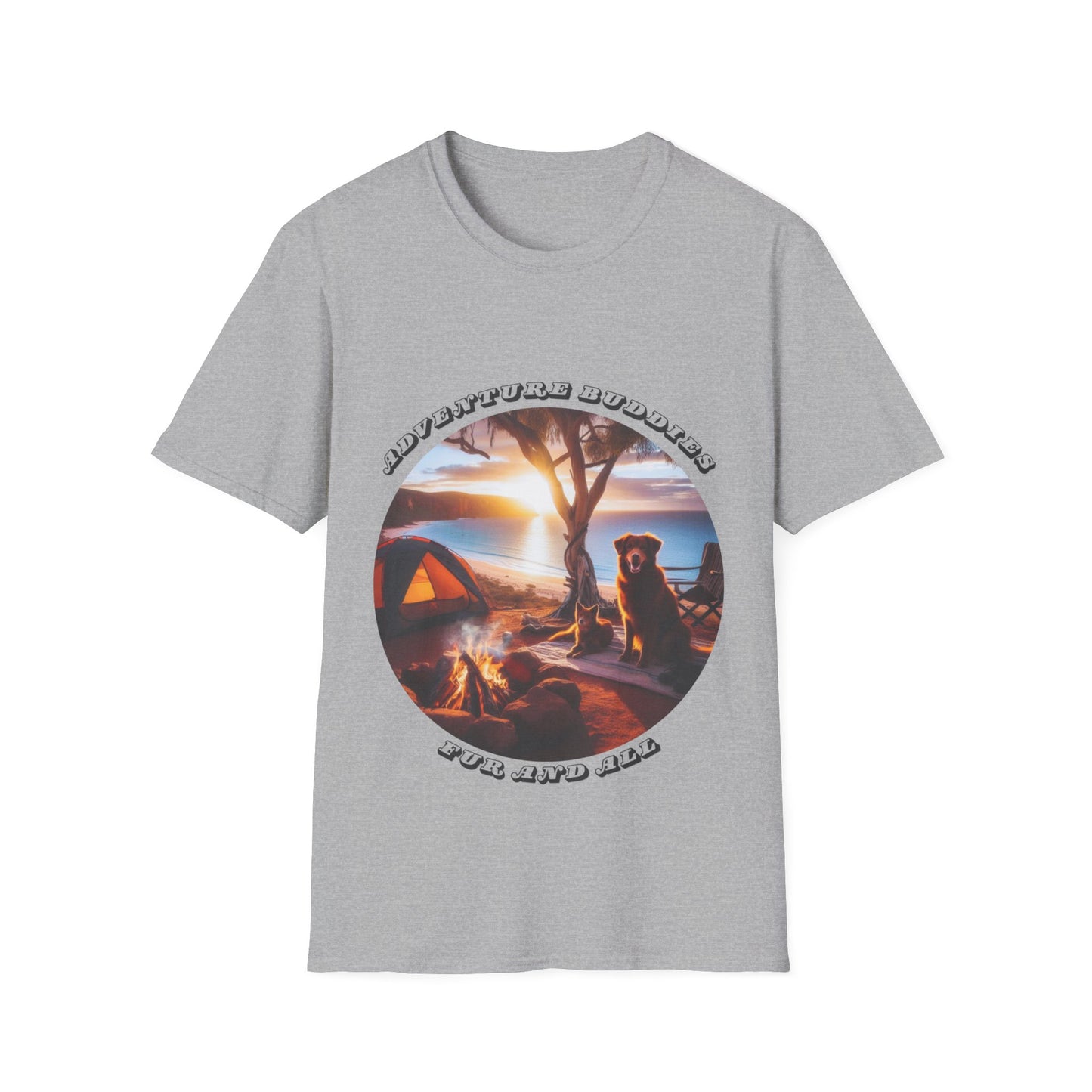 Adventure Buddies, Fur and All – Dog Lover Camping Unisex T-Shirt