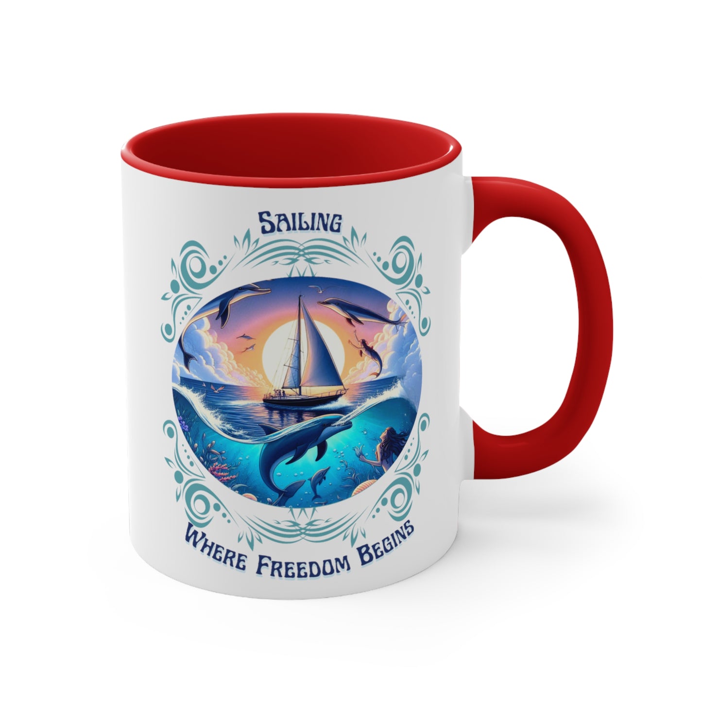 Sailing Where Freedom Begins – Nautical Sailing Ceramic Mug