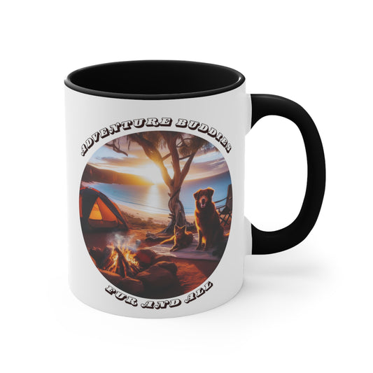 Adventure Buddies, Fur and All – Dog Lover Camping Ceramic Mug